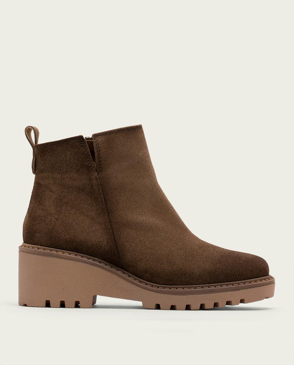 porronet BOTINES DE PIEL CON CUÑA Y CREMALLERA MOKA LIDIA