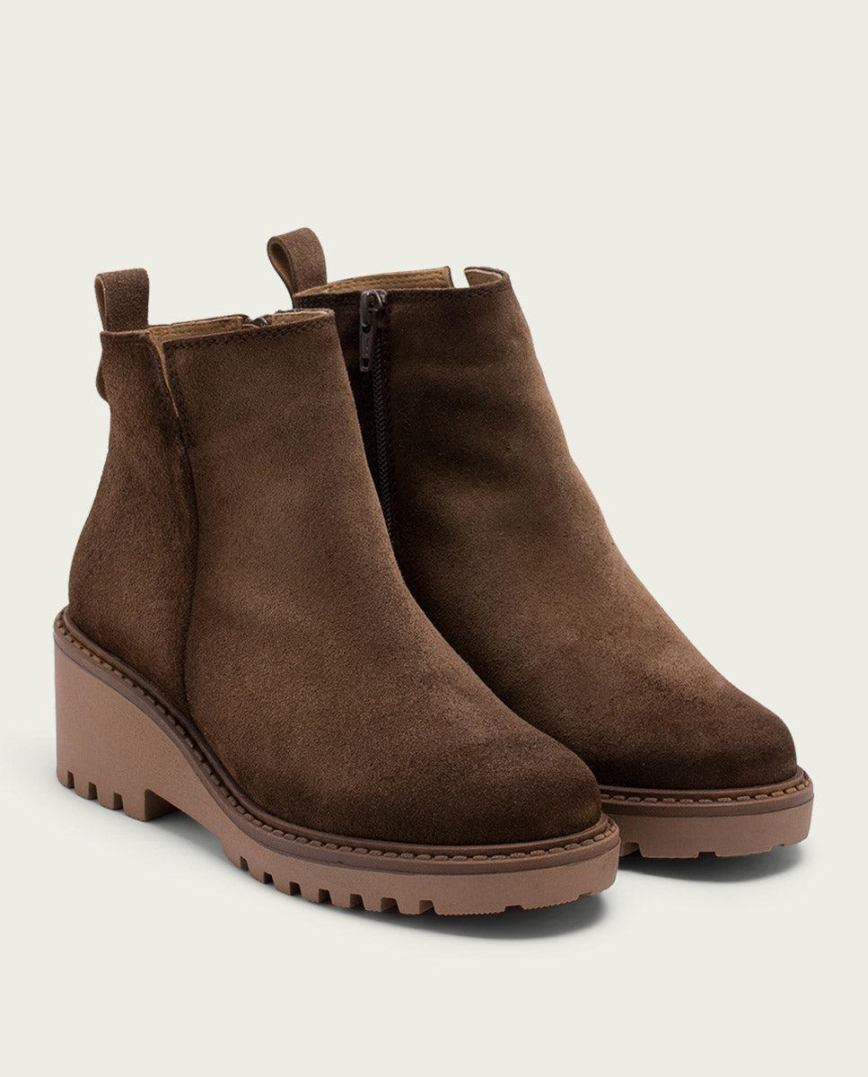porronet BOTINES DE PIEL CON CUÑA Y CREMALLERA MOKA LIDIA Última moda