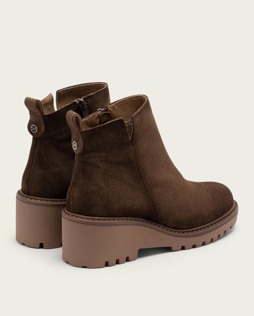 porronet BOTINES DE PIEL CON CUÑA Y CREMALLERA MOKA LIDIA Última moda