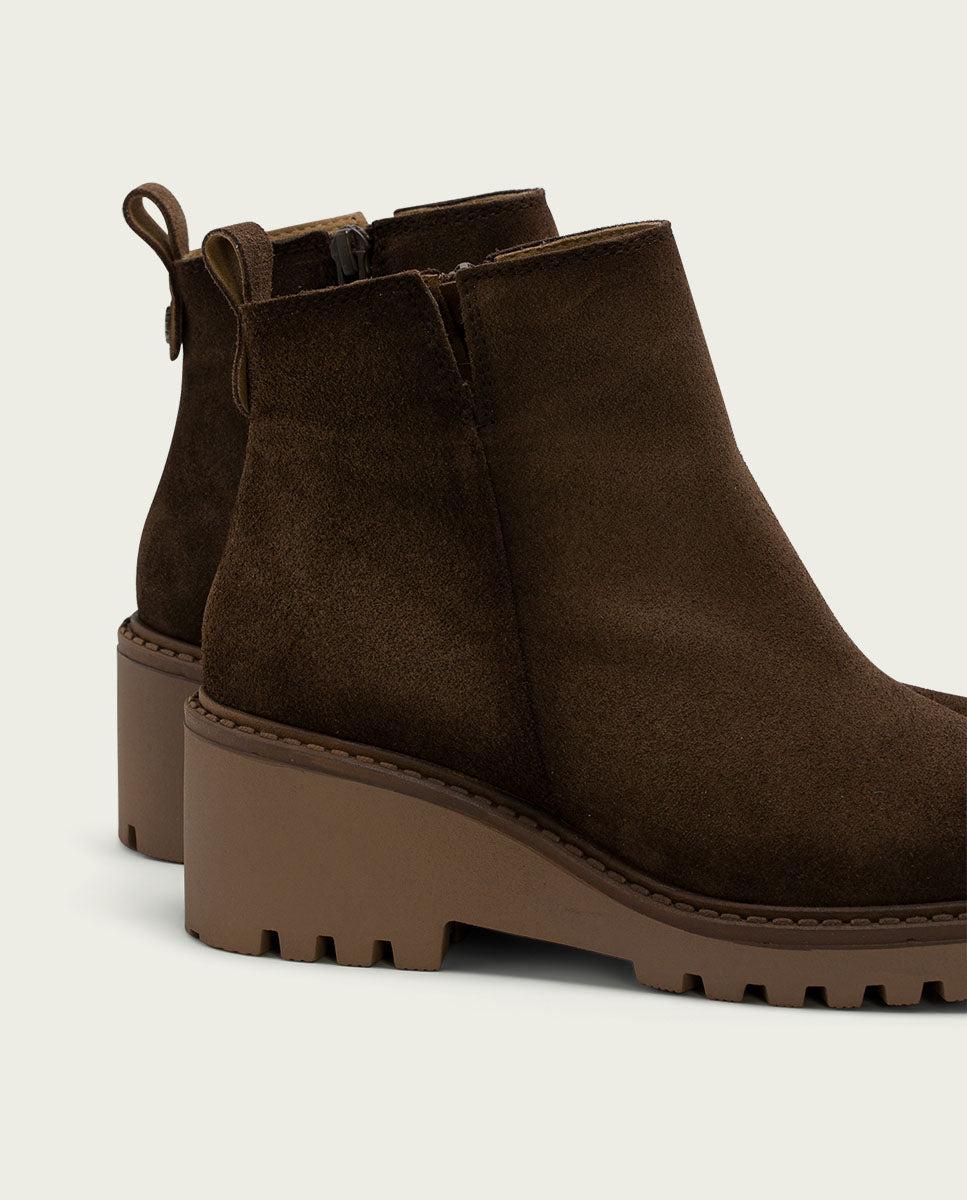 porronet BOTINES DE PIEL CON CUÑA Y CREMALLERA MOKA LIDIA Última moda