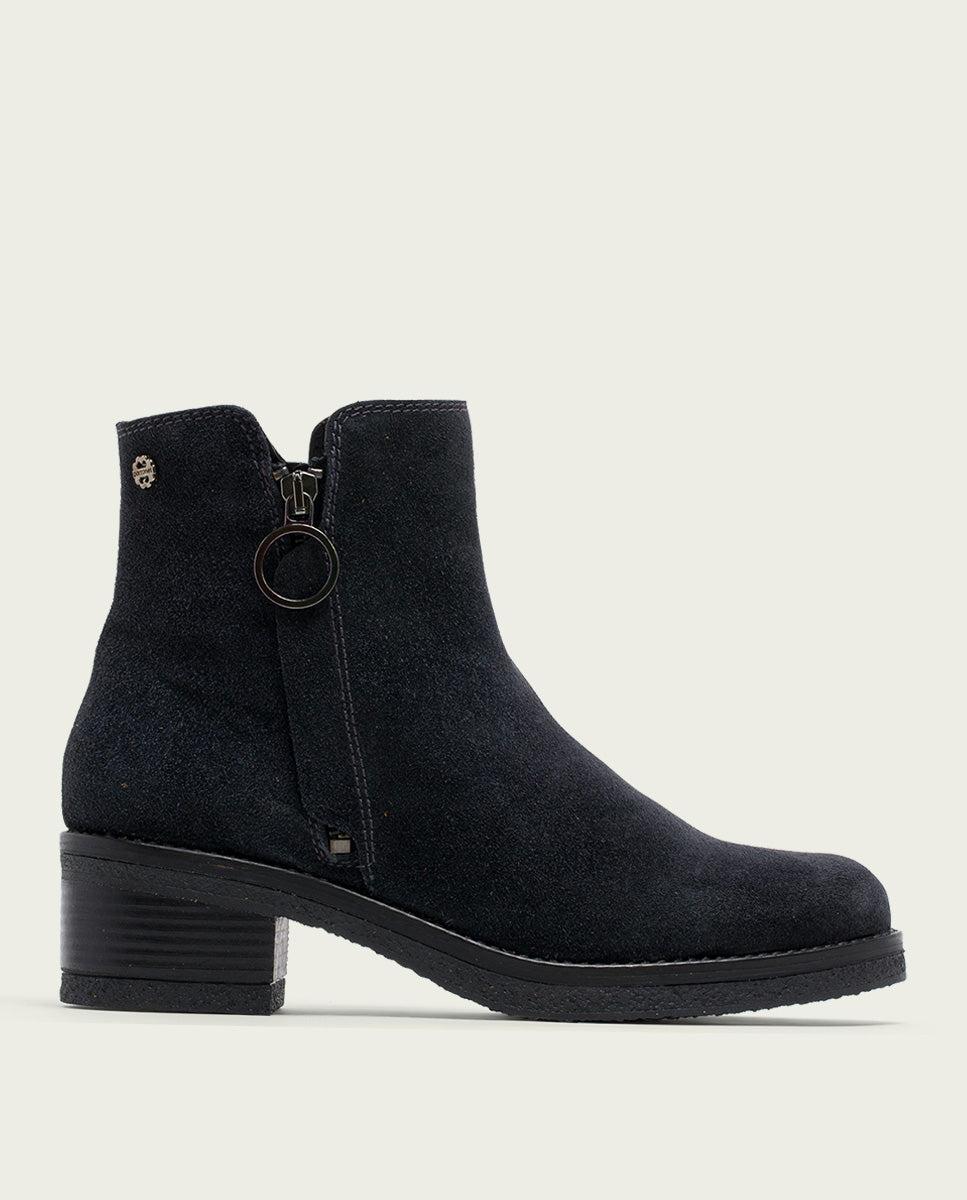 porronet BOTINES DE PIEL CARBÓN CON CREMALLERA GLEDA