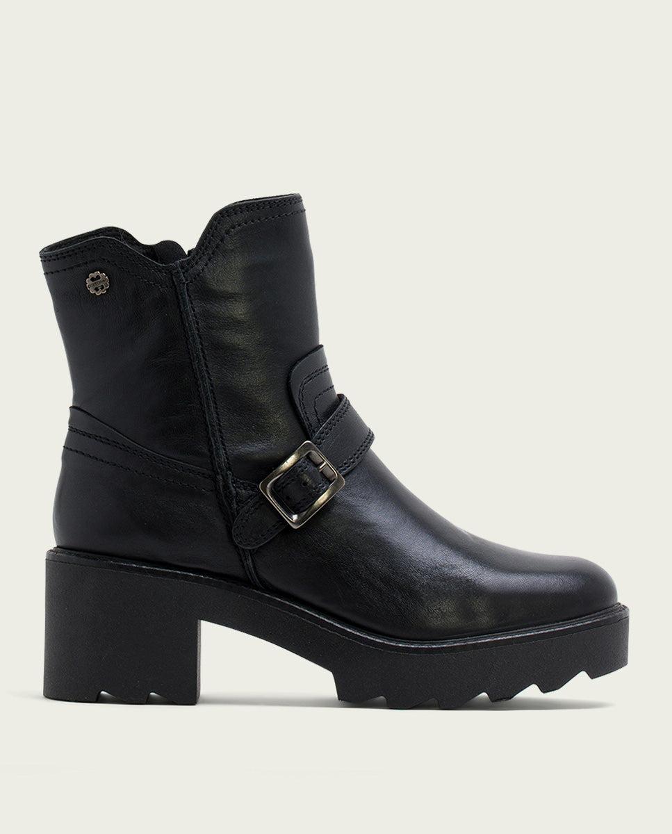 porronet BOTINES DE PIEL CON CREMALLERA NEGRA MALIA