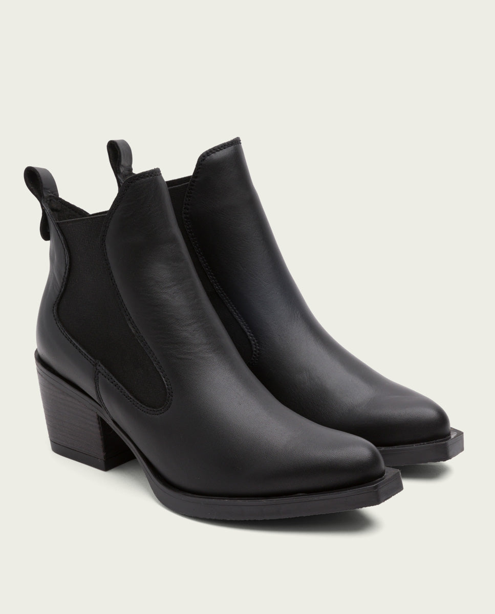 porronet BOTINES COWBOY DE PIEL NEGRA CON ELÁSTICOS HADDIE Oferta especial de fábrica