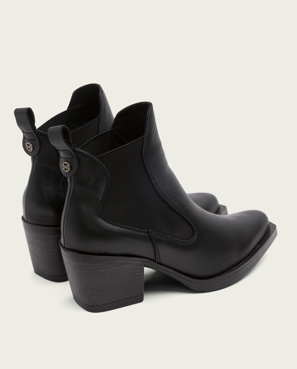 porronet BOTINES COWBOY DE PIEL NEGRA CON ELÁSTICOS HADDIE Oferta especial de fábrica
