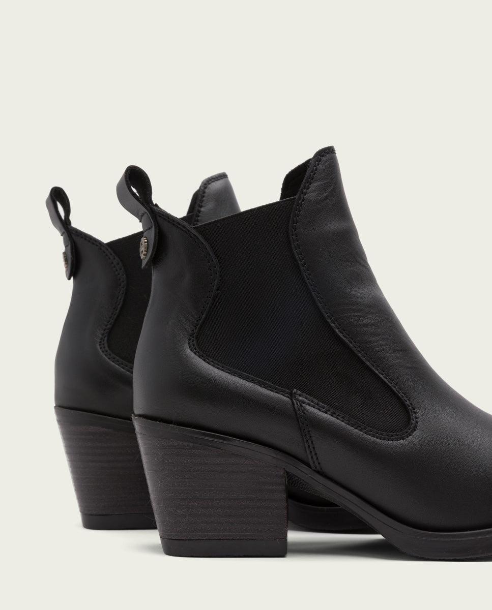 porronet BOTINES COWBOY DE PIEL NEGRA CON ELÁSTICOS HADDIE Oferta especial de fábrica