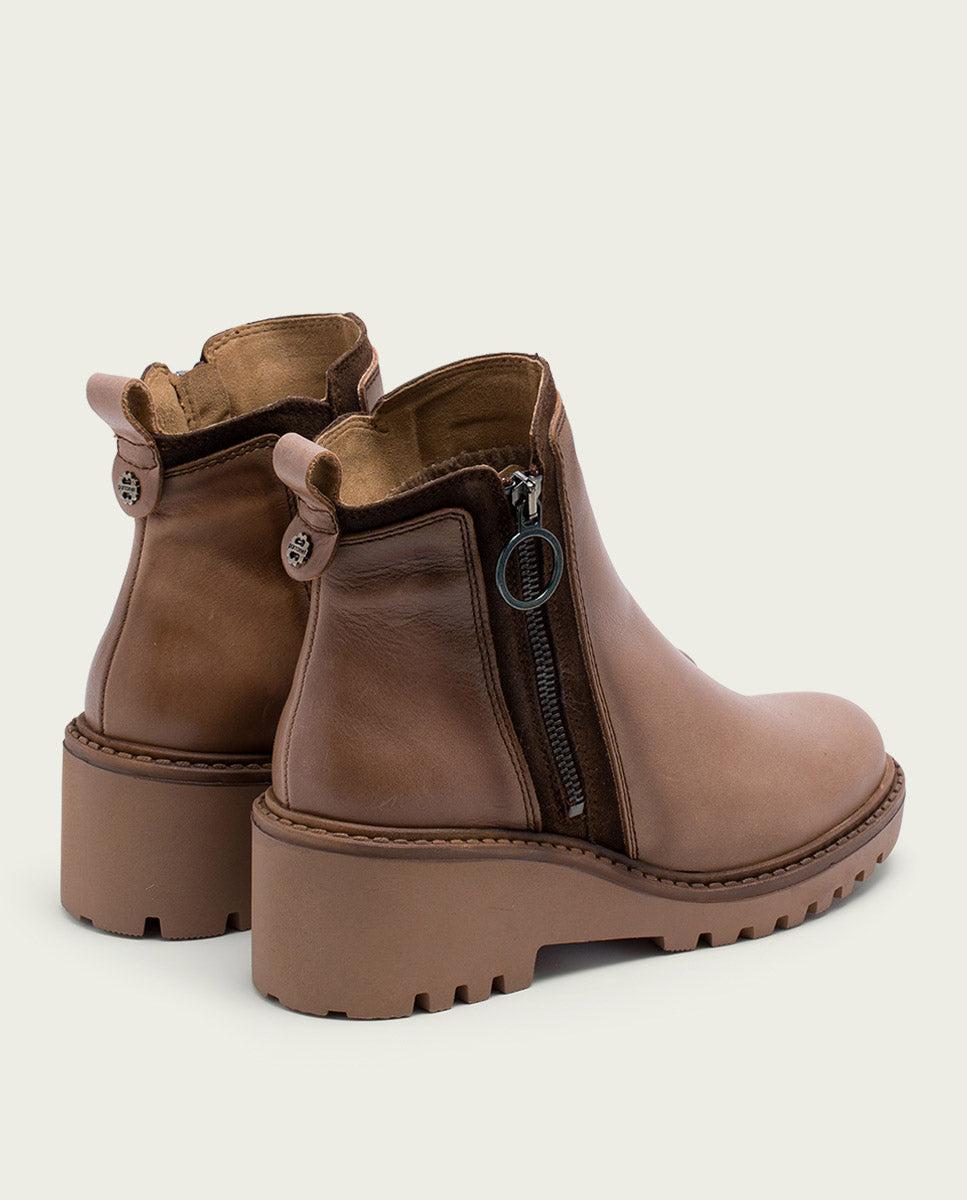 porronet BOTINES DE PIEL CON CUÑA Y CREMALLERA TAUPE LEONA Promoción trimestral