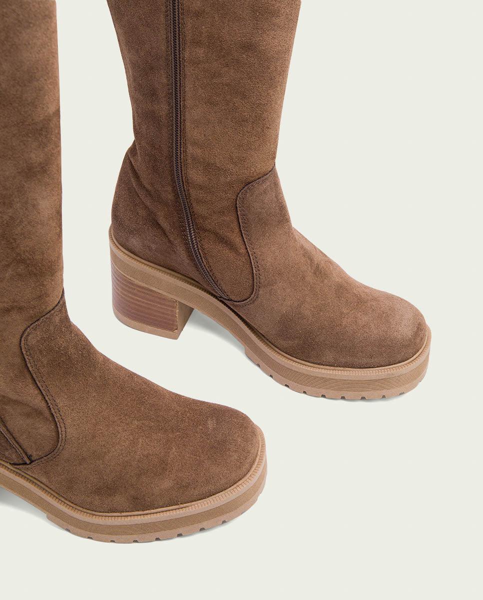 porronet BOTAS DE TACÓN MOKA CON CREMALLERA ROXANA Liquidación