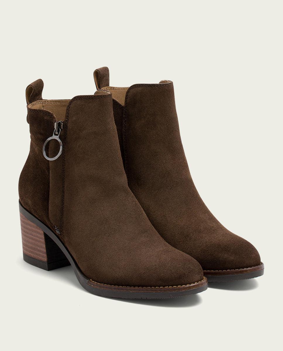 porronet BOTINES DE PIEL MOKA CON CREMALLERA JUNO Tienda de fábrica