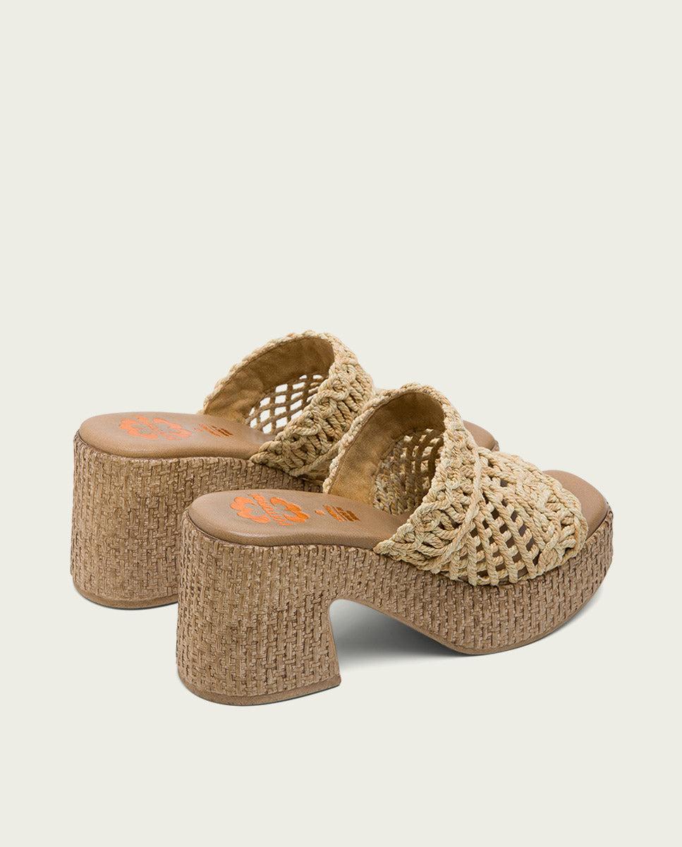 porronet SANDALIA TACON PIEL TEXTIL NATURAL JUDITH En oferta