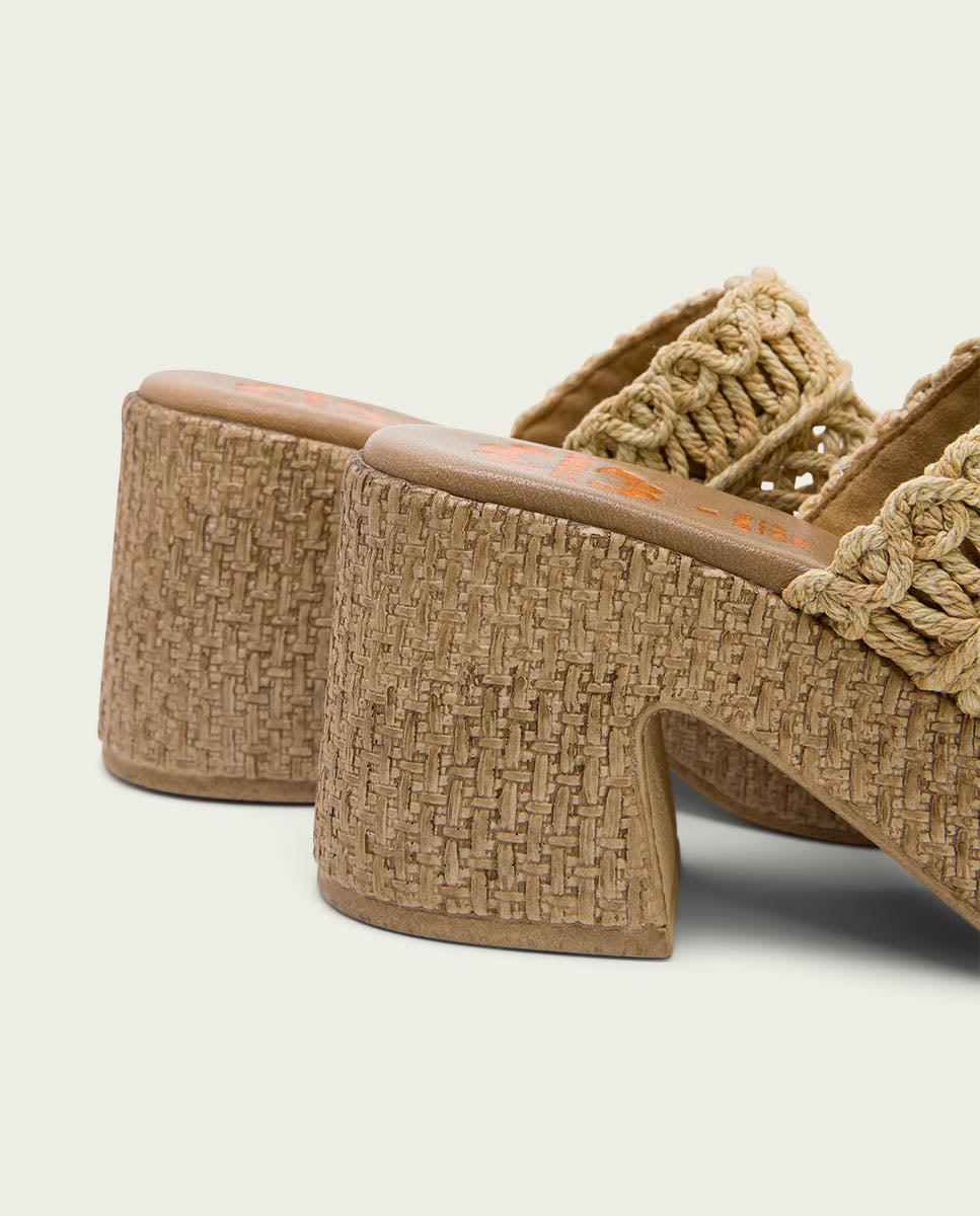porronet SANDALIA TACON PIEL TEXTIL NATURAL JUDITH En oferta