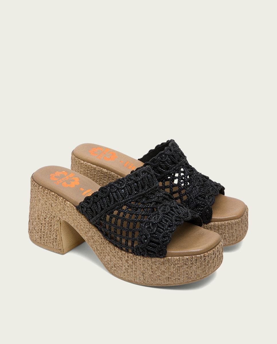 porronet SANDALIA TACON TEXTIL NEGRA JUDITH Libre de impuestos