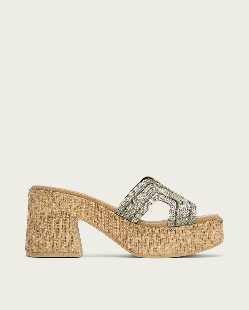 porronet SANDALIA TACON PIEL TEXTIL PLOMO JAMIE Descuentos del mes