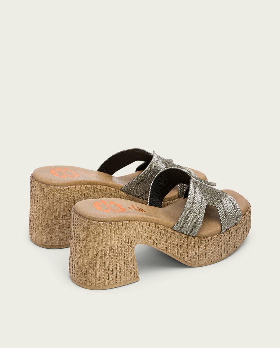 porronet SANDALIA TACON PIEL TEXTIL PLOMO JAMIE Descuentos del mes