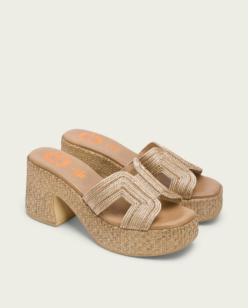porronet SANDALIA TACON PIEL TEXTIL ROSE JAMIE Oferta exclusiva