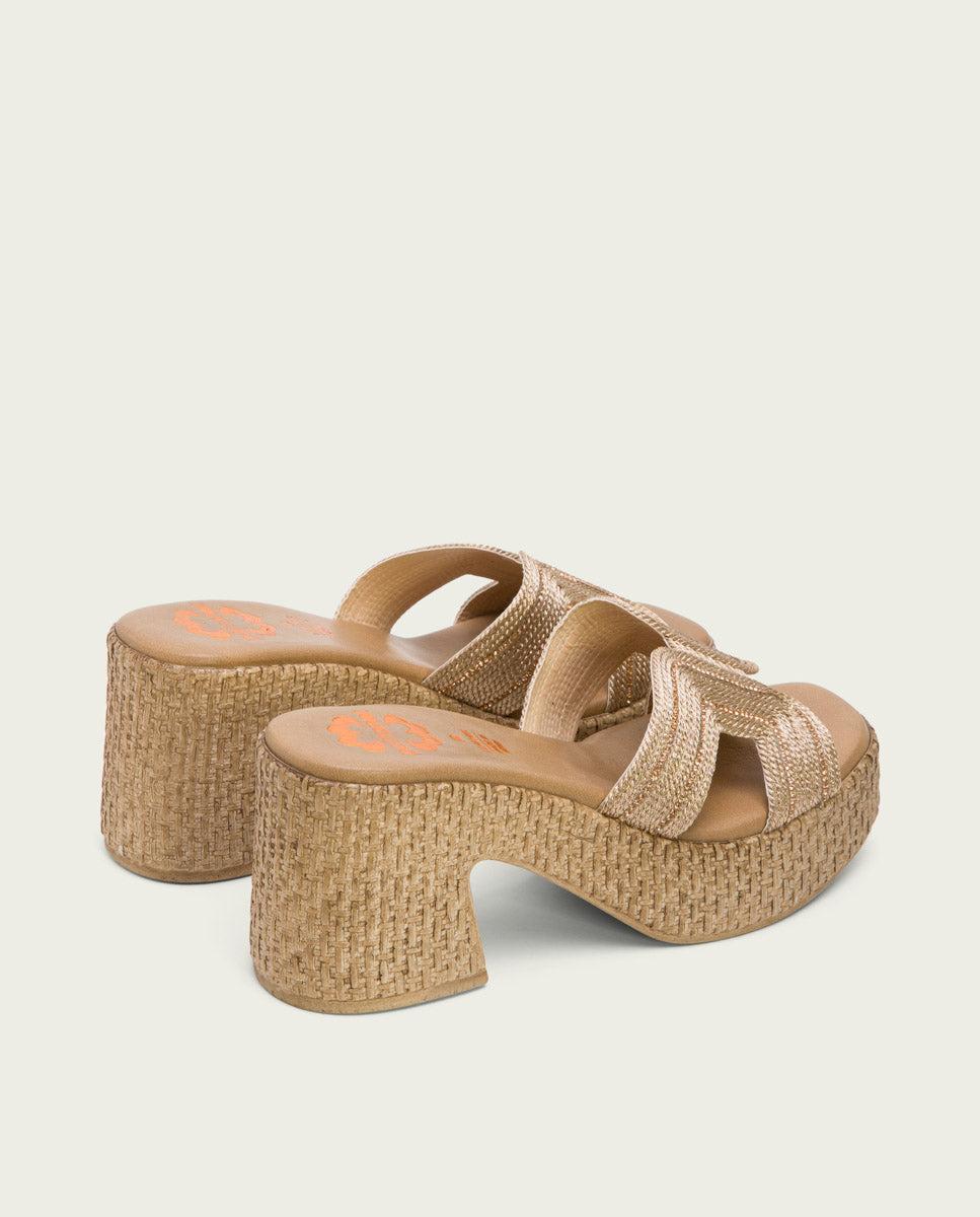 porronet SANDALIA TACON PIEL TEXTIL ROSE JAMIE Oferta exclusiva