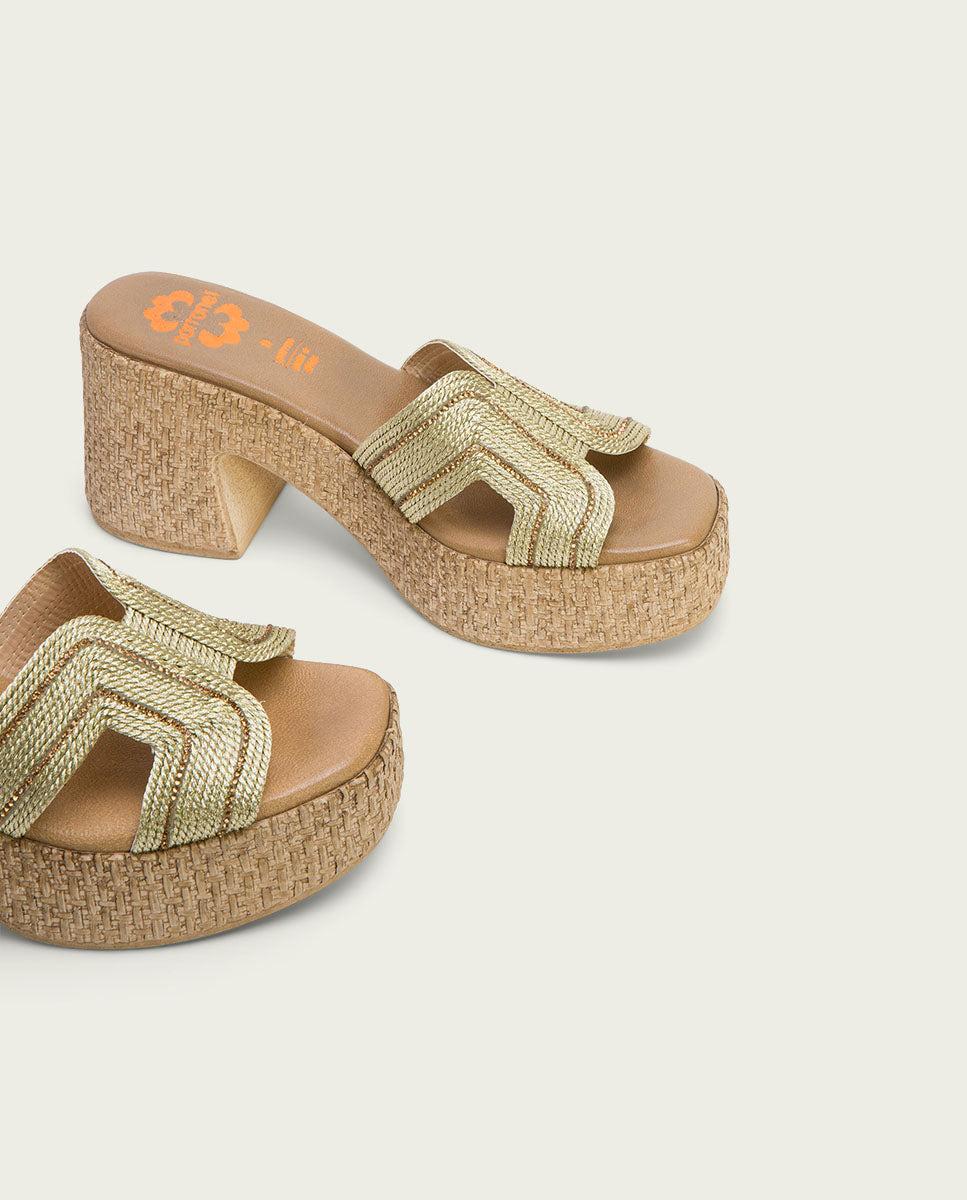 porronet SANDALIA TACON PIEL TEXTIL PLATINO JAMIE Última moda