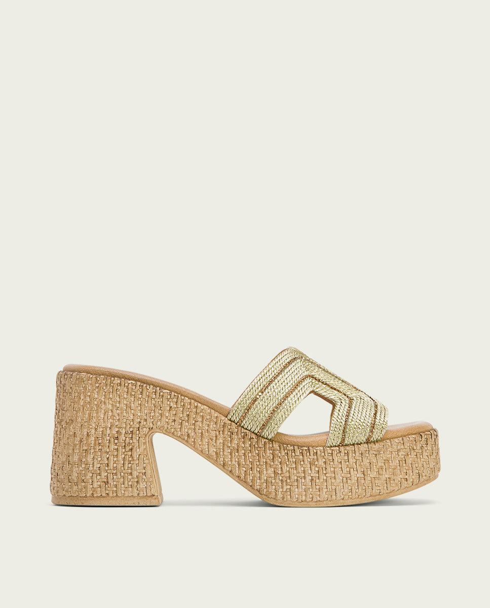 porronet SANDALIA TACON PIEL TEXTIL PLATINO JAMIE Última moda