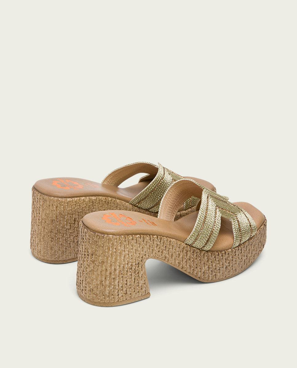 porronet SANDALIA TACON PIEL TEXTIL PLATINO JAMIE Última moda