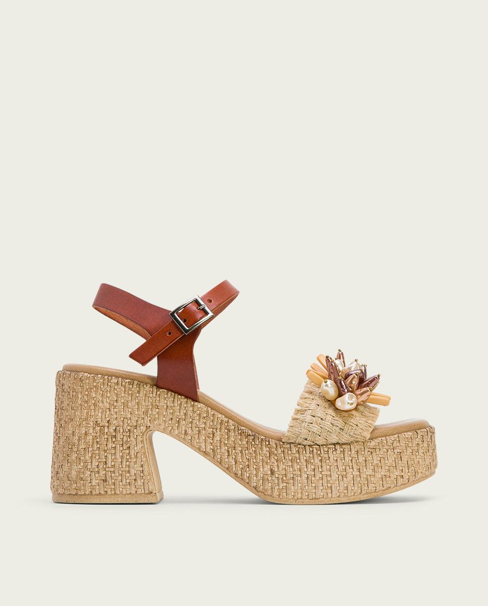 porronet SANDALIA TACON PIEL Y TEXTIL CUERO JILLIAN Ofertas de temporada