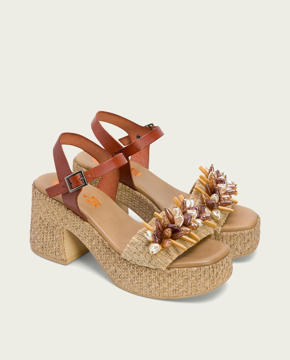 porronet SANDALIA TACON PIEL Y TEXTIL CUERO JILLIAN Ofertas de temporada