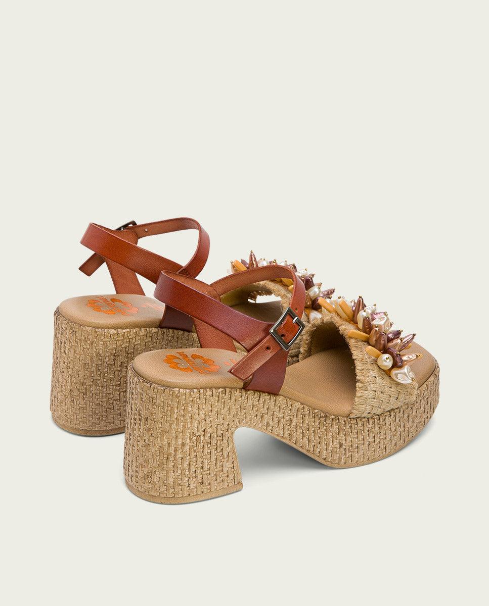 porronet SANDALIA TACON PIEL Y TEXTIL CUERO JILLIAN Ofertas de temporada