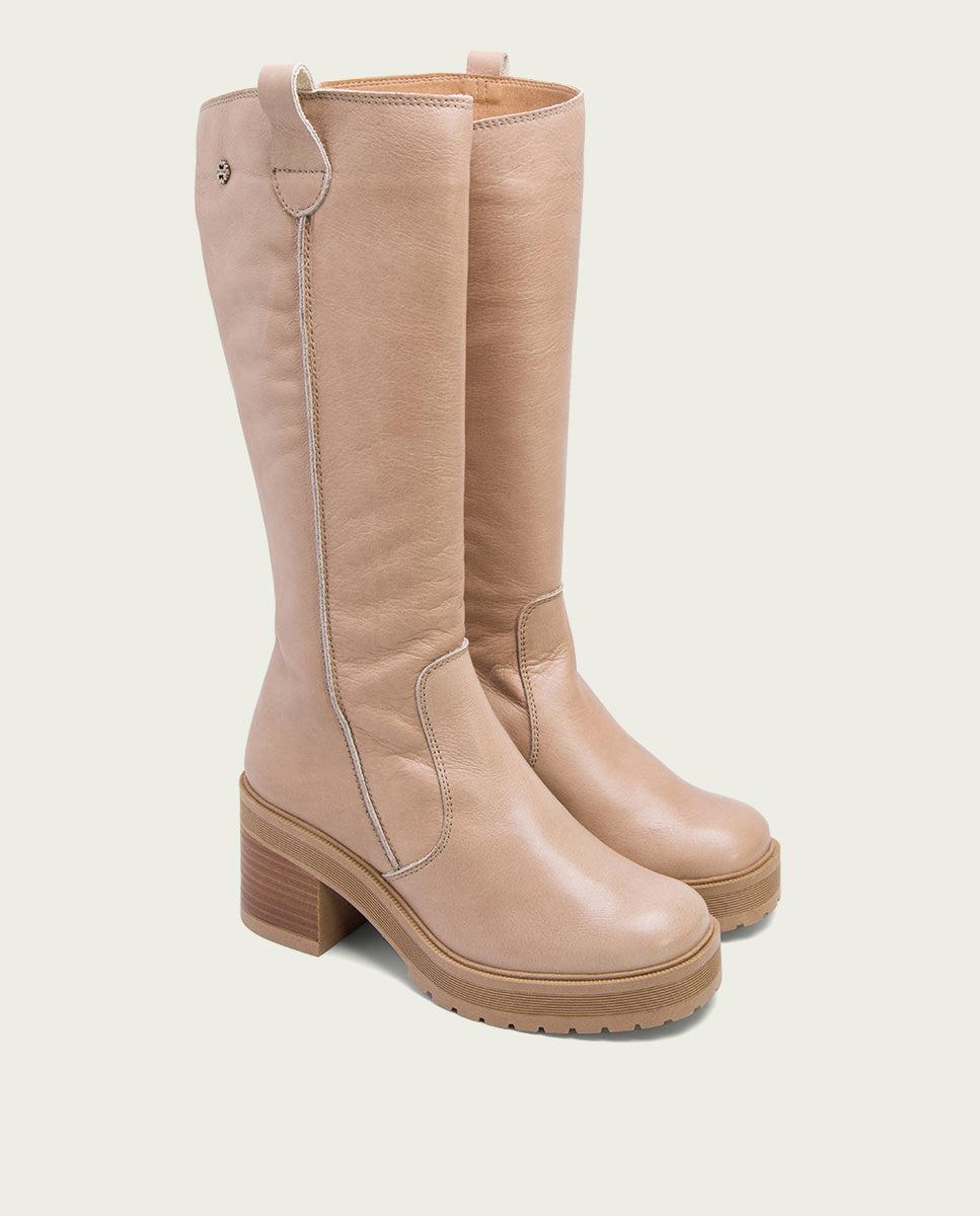 porronet BOTAS DE TACÓN TAUPE CON CREMALLERA RIVA Ofertas