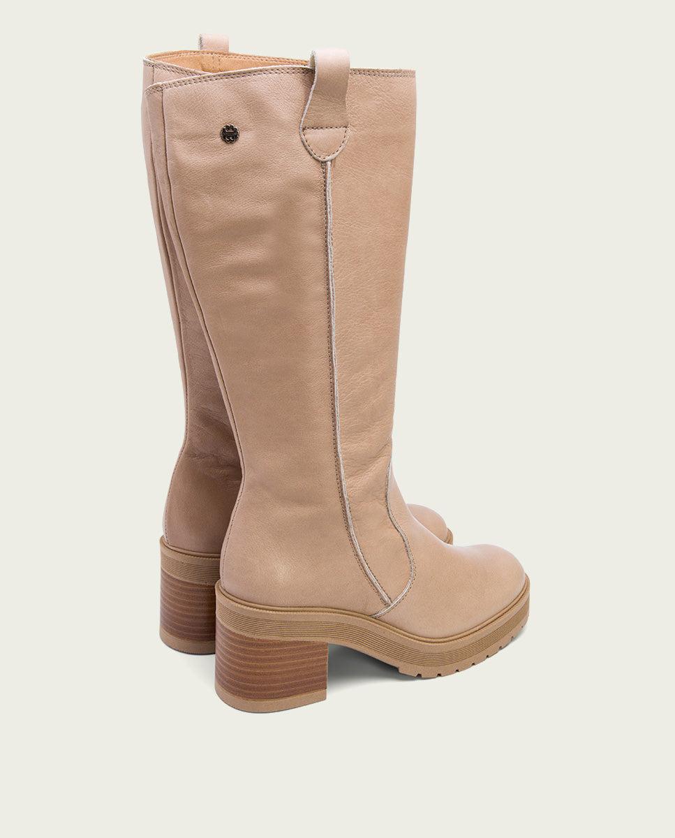 porronet BOTAS DE TACÓN TAUPE CON CREMALLERA RIVA Ofertas