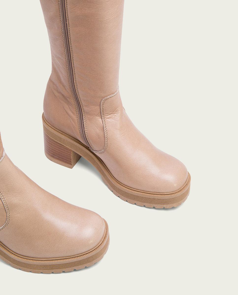 porronet BOTAS DE TACÓN TAUPE CON CREMALLERA RIVA Ofertas