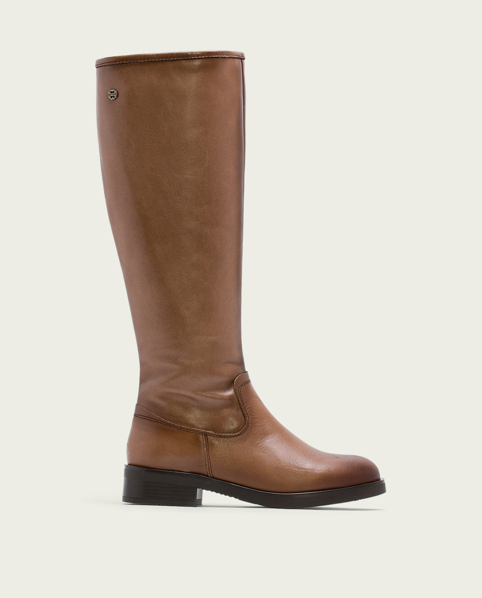 porronet BOTAS ALTAS DE PIEL TAUPE CON CREMALLERA ELBA En oferta