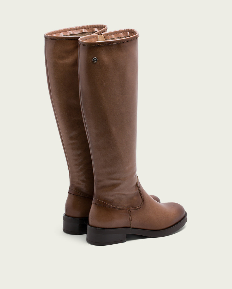 porronet BOTAS ALTAS DE PIEL TAUPE CON CREMALLERA ELBA En oferta
