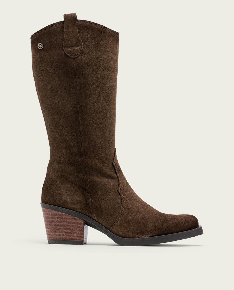 porronet BOTAS COWBOY DE PIEL MOKA CON CREMALLERA HILDA Rebajas baratas
