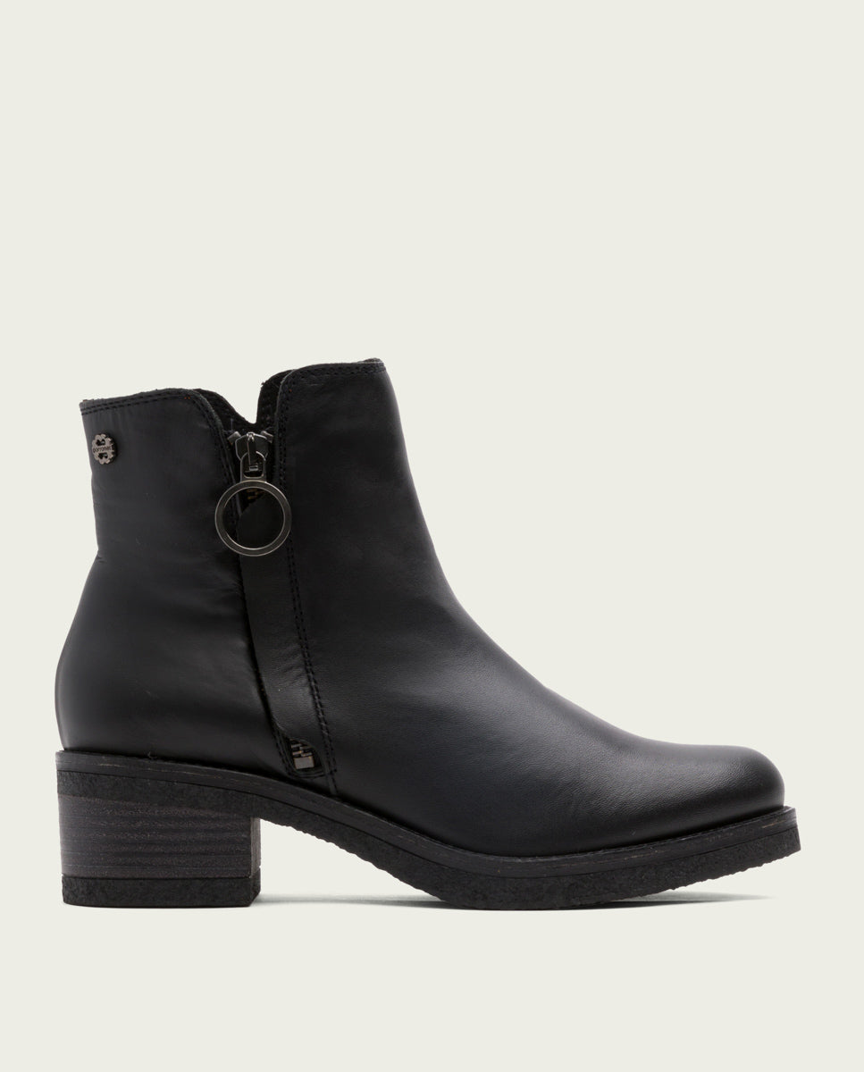 porronet BOTINES DE PIEL NEGRA CON CREMALLERA GINGER
