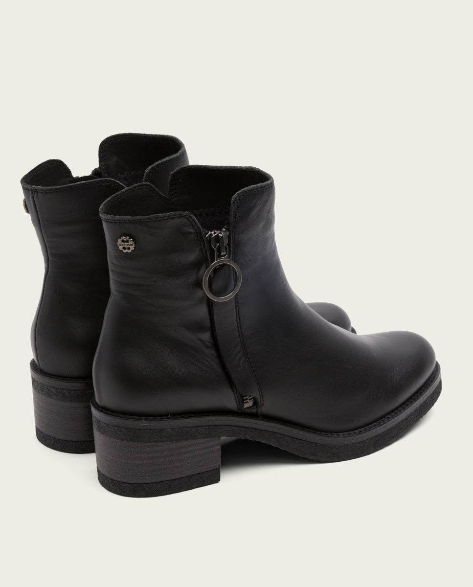 porronet BOTINES DE PIEL NEGRA CON CREMALLERA GINGER Rebajas de fábrica