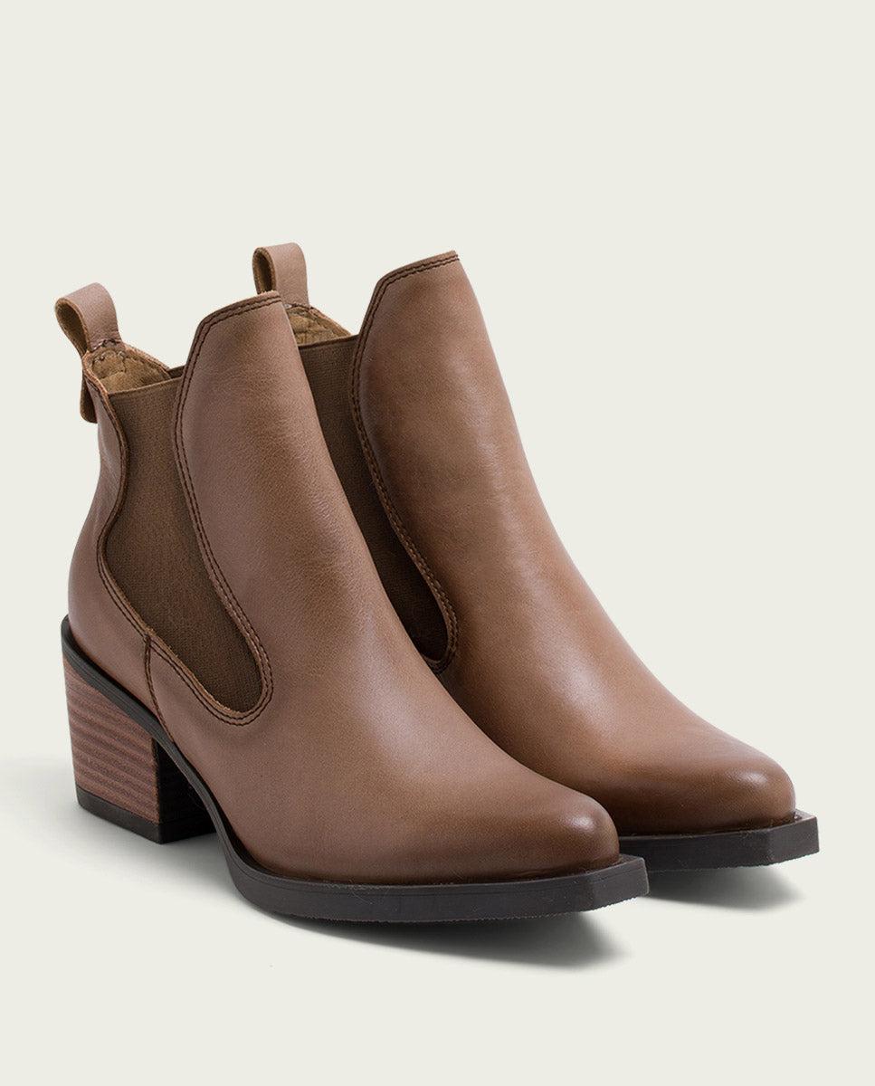 porronet BOTINES COWBOY DE PIEL TAUPE CON ELÁSTICOS HADDIE Tienda