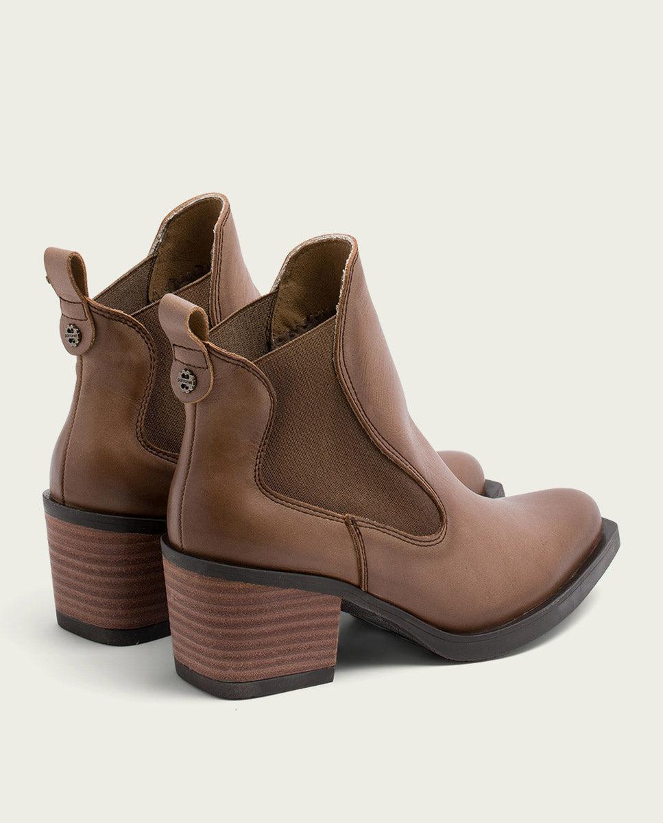 porronet BOTINES COWBOY DE PIEL TAUPE CON ELÁSTICOS HADDIE Tienda