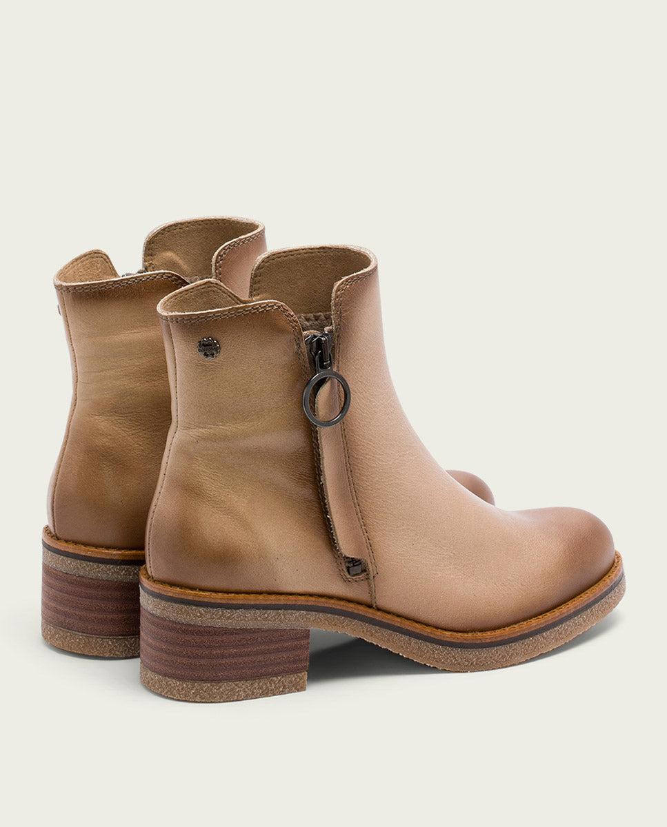porronet BOTINES DE PIEL CAMEL CON CREMALLERA GINGER Tienda