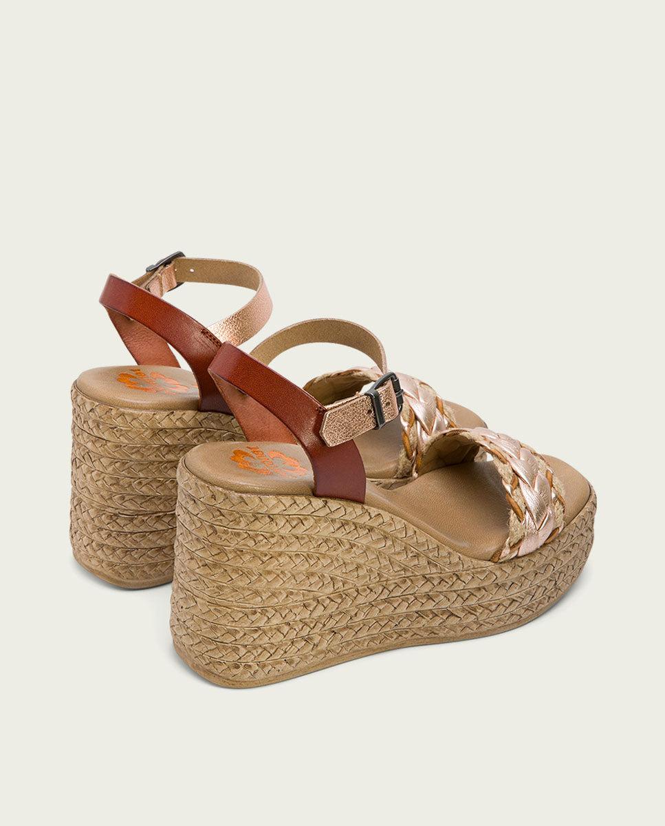 porronet SANDALIA PIEL CUÑA CUERO ROSE KALI COMPRAR AHORA
