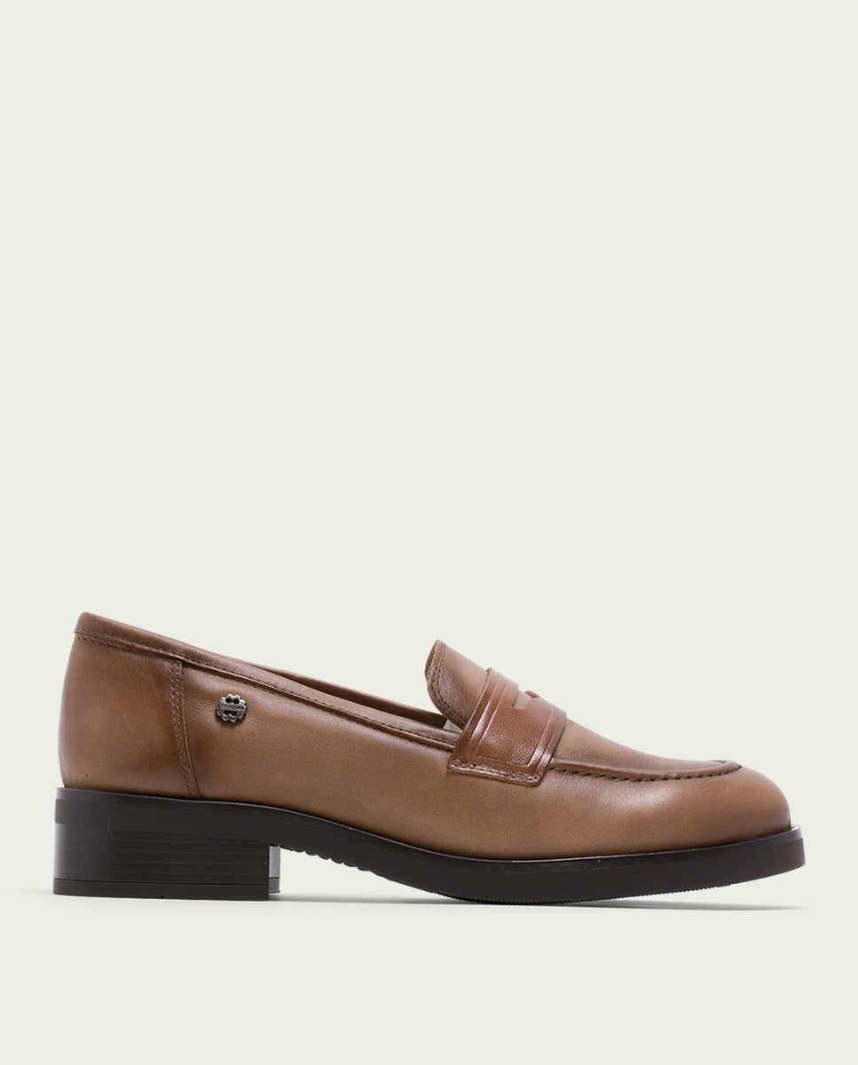 porronet MOCASINES DE PIEL TAUPE EVA