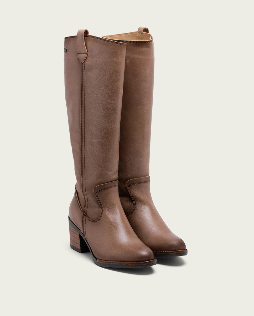 porronet BOTAS DE PIEL TAUPE CON CREMALLERA JEMMA Tienda de fábrica