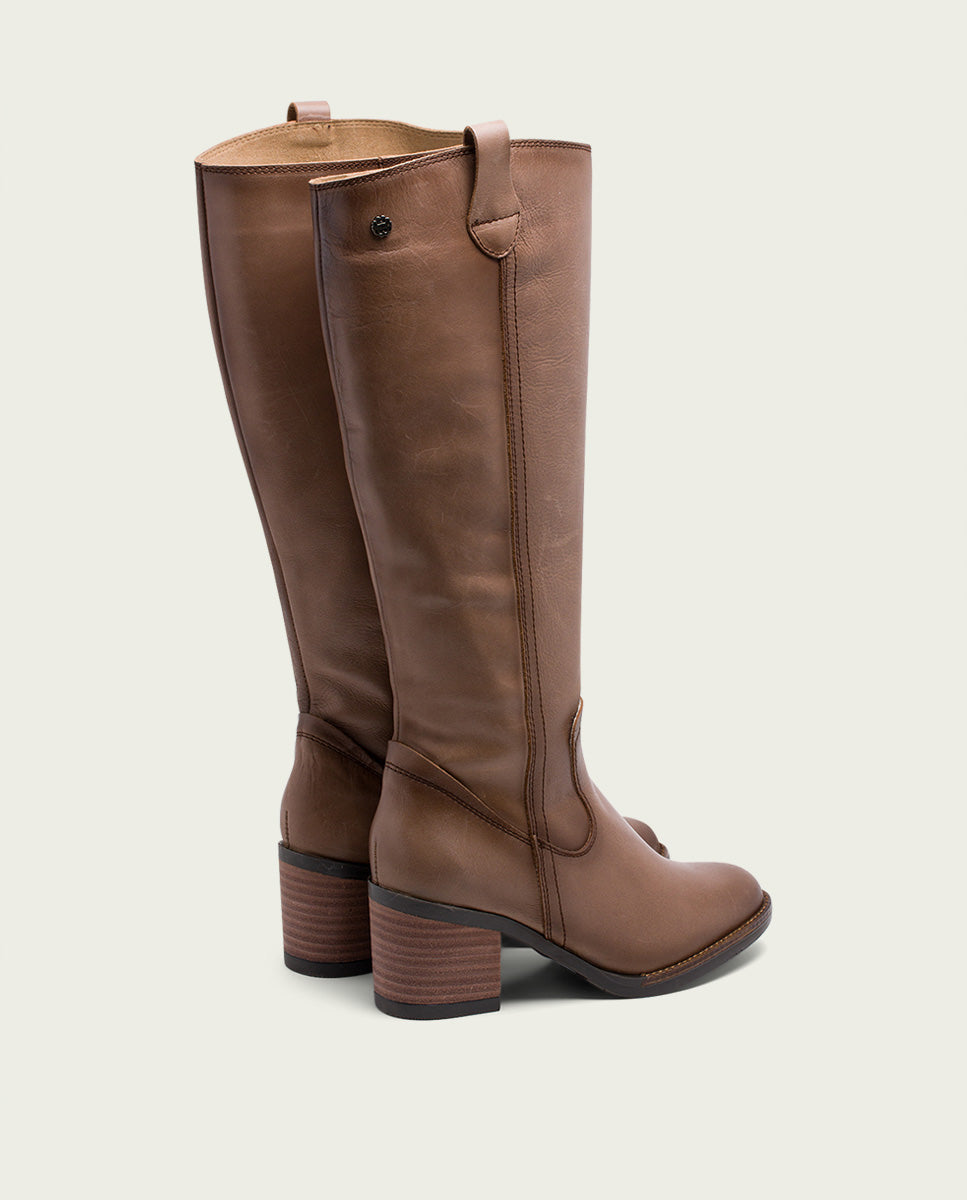 porronet BOTAS DE PIEL TAUPE CON CREMALLERA JEMMA Tienda de fábrica