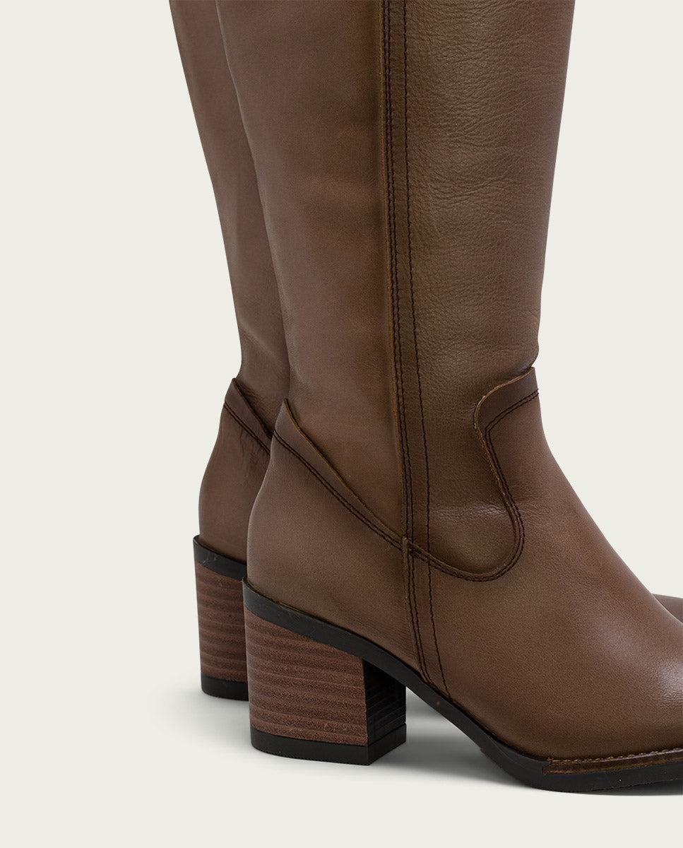porronet BOTAS DE PIEL TAUPE CON CREMALLERA JEMMA Tienda de fábrica