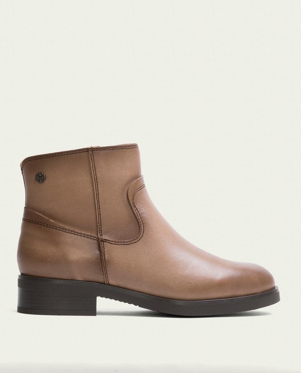 porronet BOTINES DE PIEL TAUPE CON CREMALLERA EINES