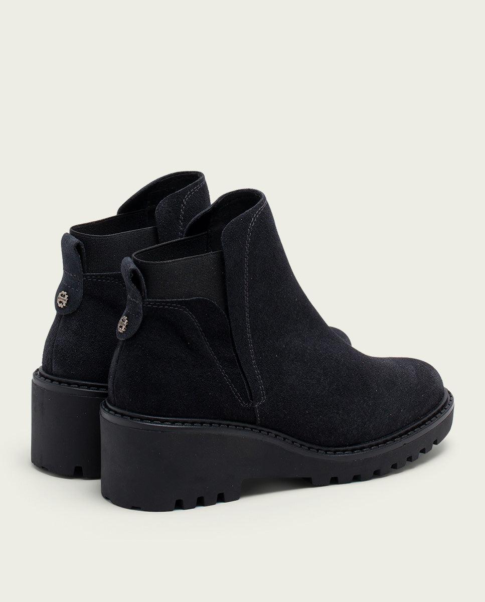 porronet BOTINES DE PIEL CON CUÑA CON ELÁSTICO CARBÓN LIV Ofertas especiales