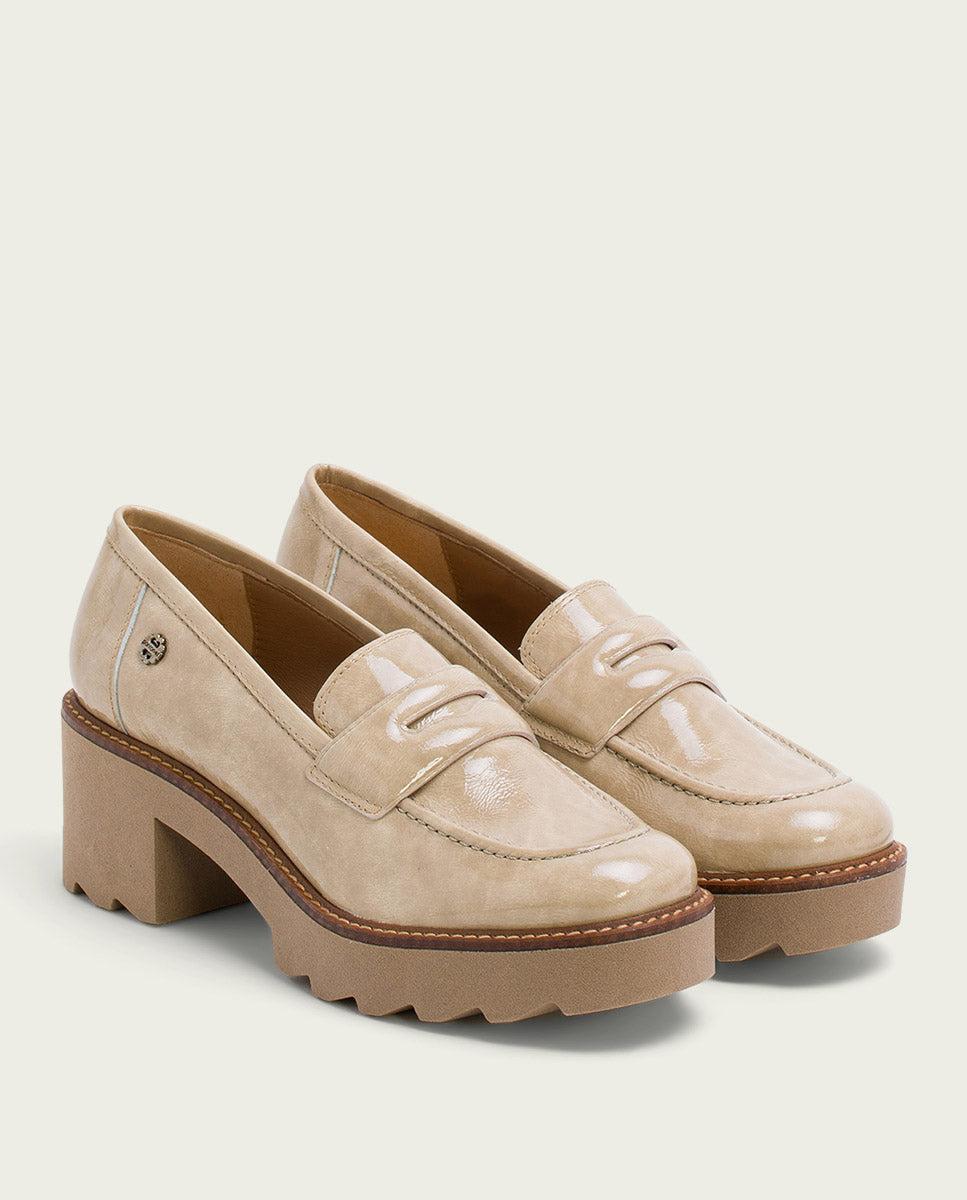 porronet MOCASINES DE PIEL CHAROL CON TACÓN TAUPE MADDY Últimos 2 días