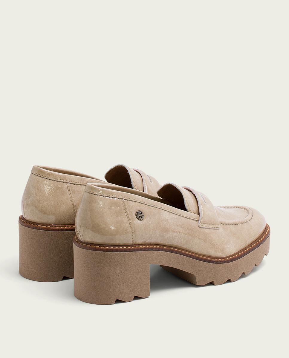 porronet MOCASINES DE PIEL CHAROL CON TACÓN TAUPE MADDY Últimos 2 días