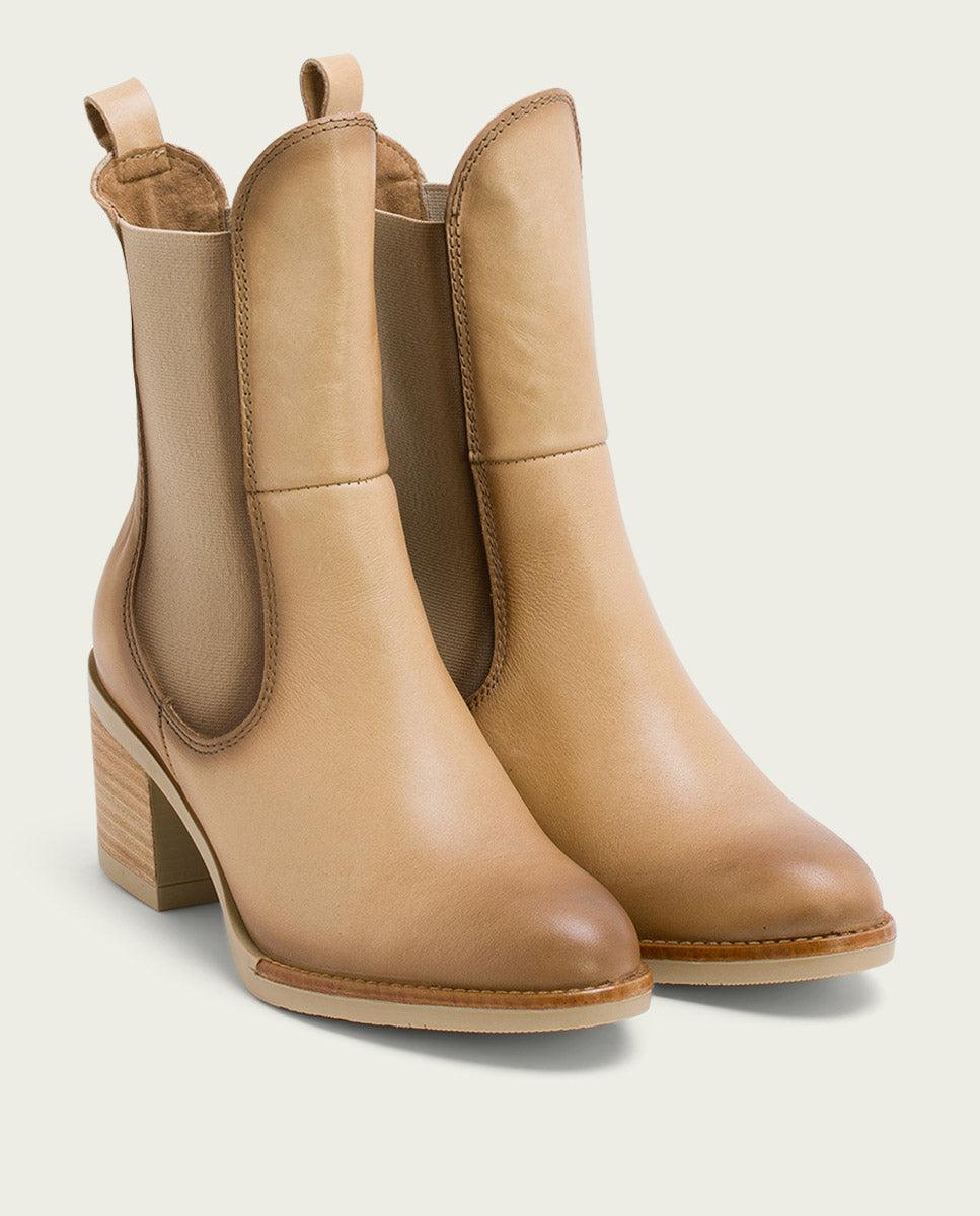 porronet BOTINES DE PIEL CAMEL CON ELÁSTICOS JOY Promoción trimestral