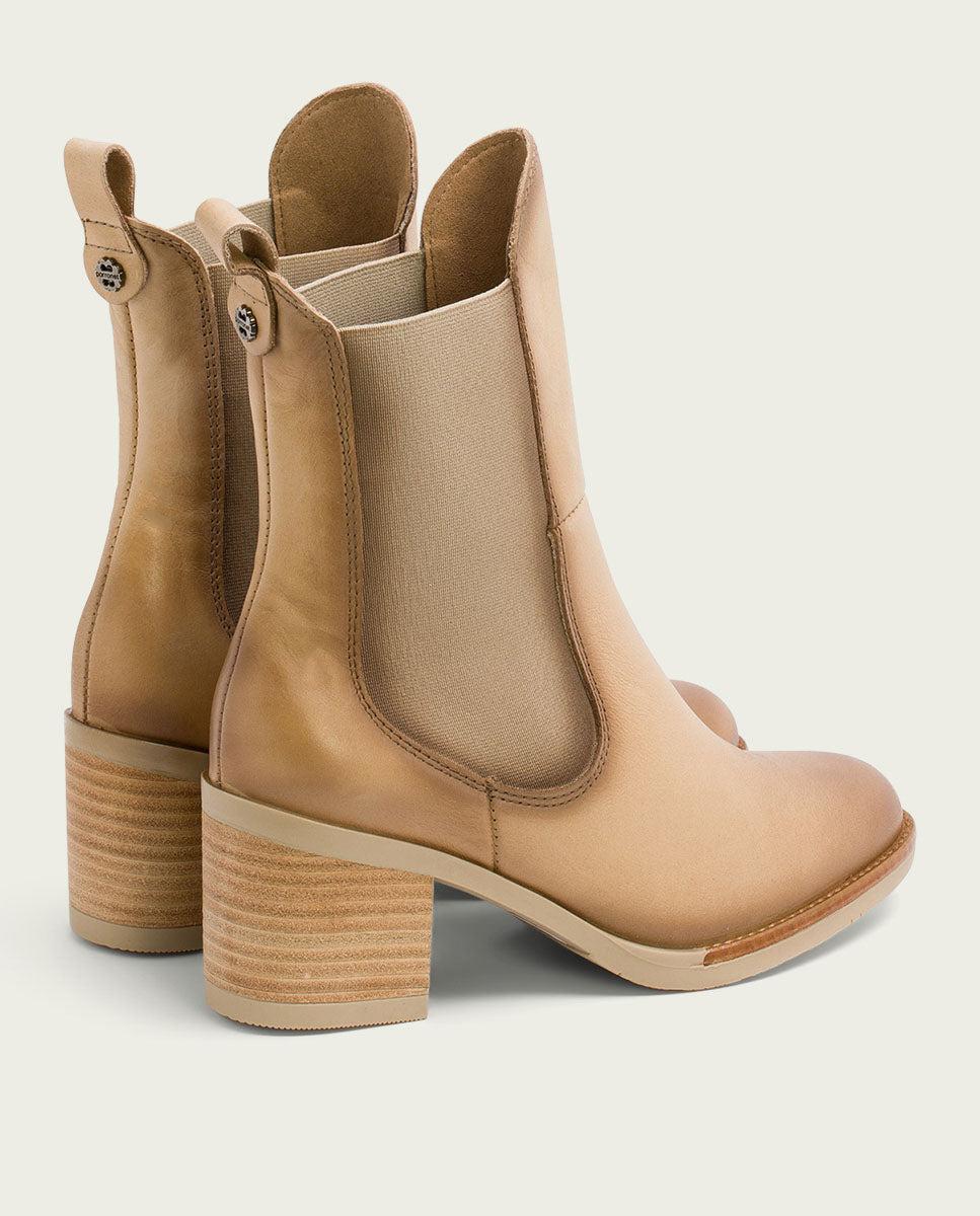 porronet BOTINES DE PIEL CAMEL CON ELÁSTICOS JOY Promoción trimestral