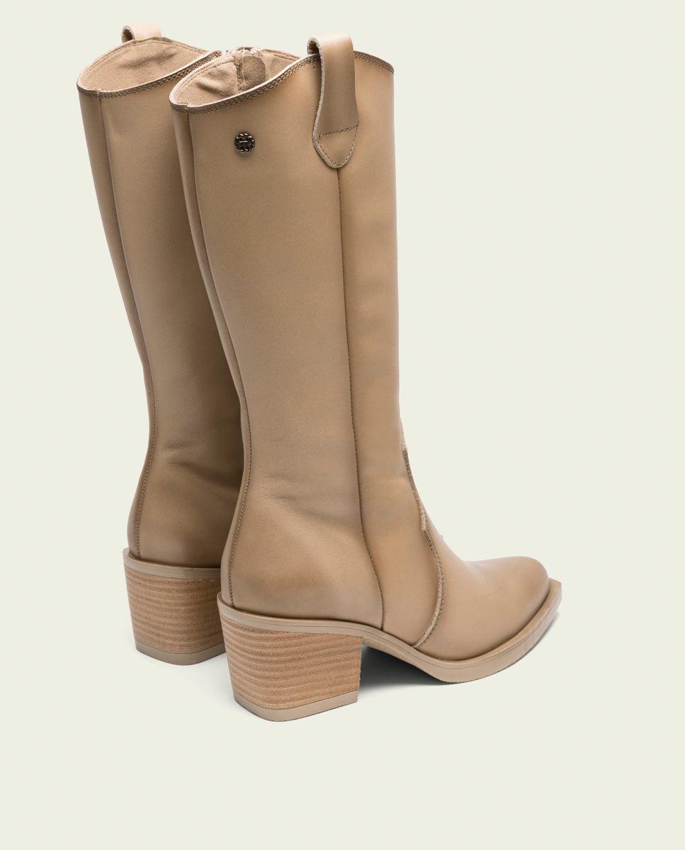 porronet BOTAS COWBOY DE PIEL CAMEL CON CREMALLERA HELGA Tienda de fábrica
