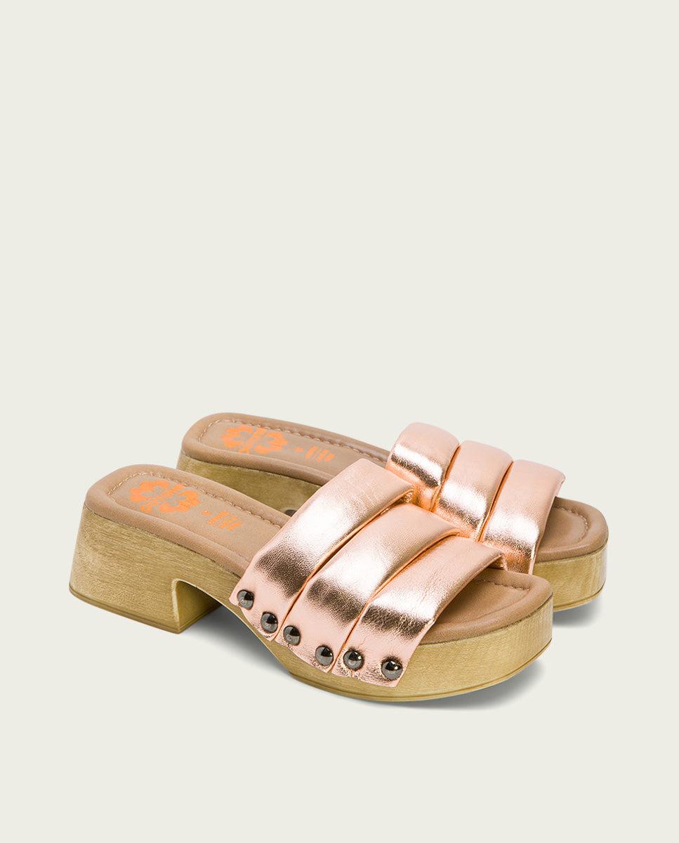 porronet SANDALIA TACON BAJO PIEL ROSE NAHYA Ofertas especiales