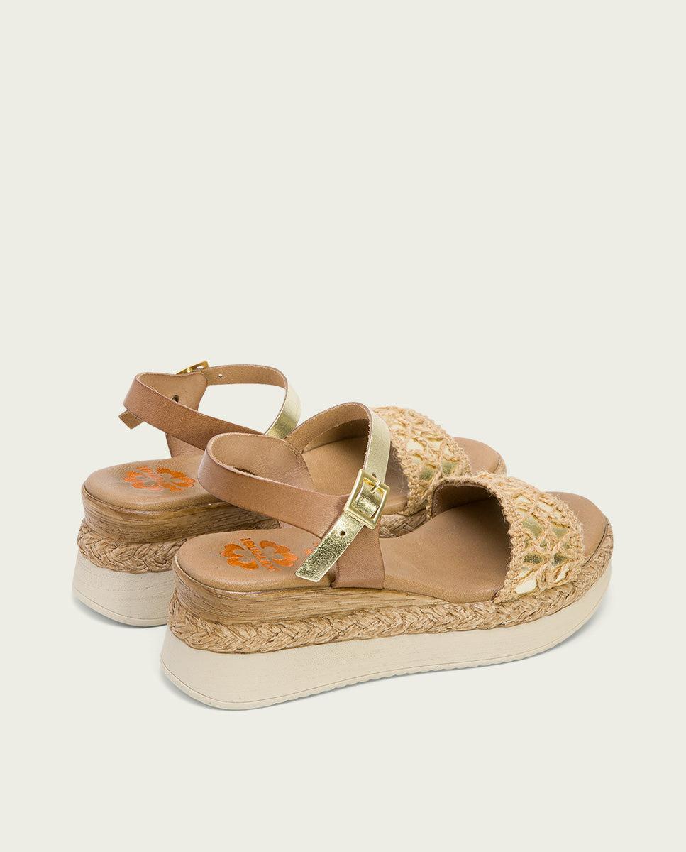 porronet SANDALIA PIEL CUÑA TAUPE PLATINO FRISIA Rebajas de fin de temporada